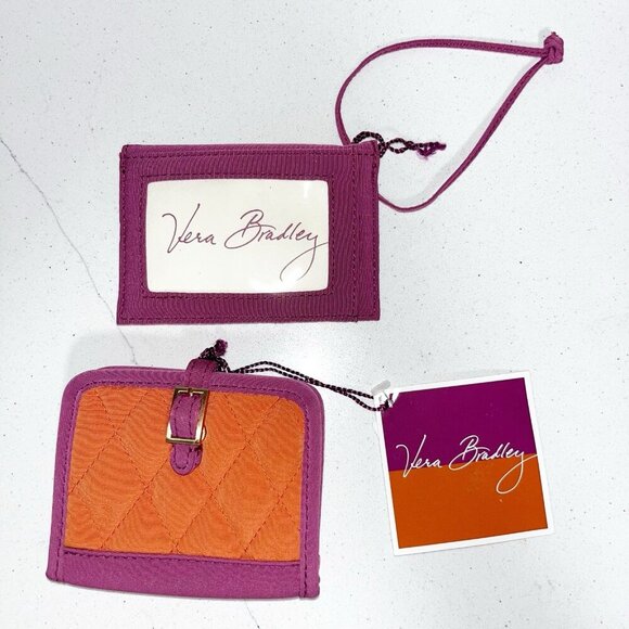 NWT Vera Bradley Luggage Tag and Cards & Cuties Wallet Magenta/Spice pattern - Picture 1 of 4